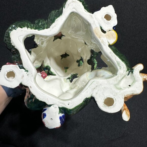 Vtg 7.5" Ceramic Iridescent Christmas Tree Tea Light Cutouts - Picture 3 of 3